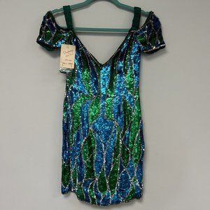Vintage Fantasy by Lisa Kane Women Dress‎ Pure Silk Beaded Sequin Size XS